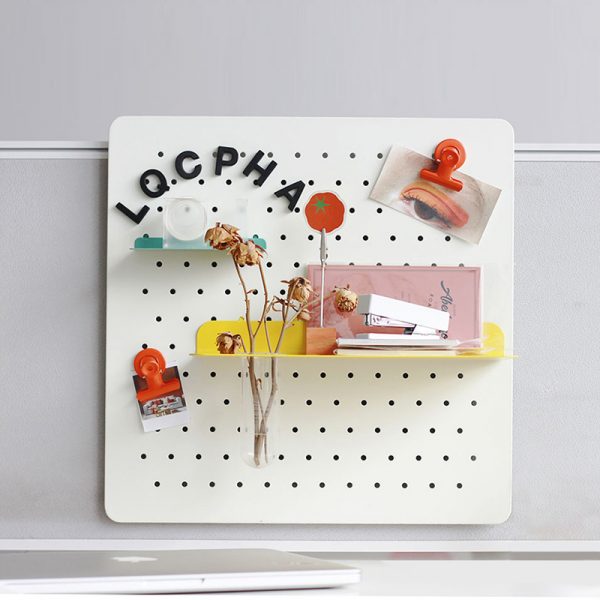 white office metal pegboard
